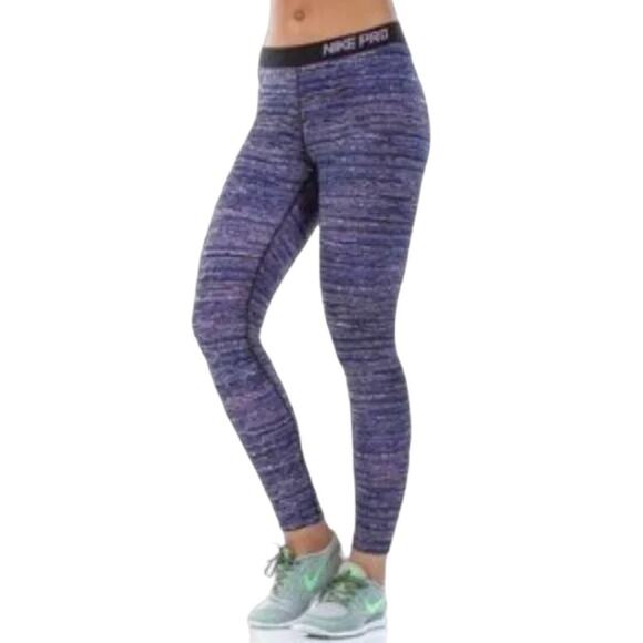 NIKE PRO Dri Fit Full Length Leggings in Purple Space Dye SZ M - Picture 2 of 11
